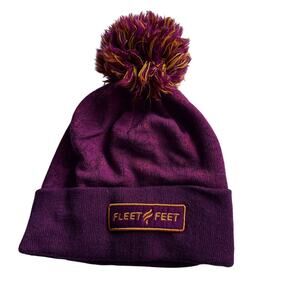 Fleet Feet Wool Blend Fleece Lined Beanie Hat Pom Pom